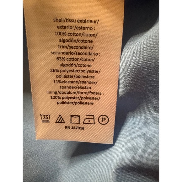 C Wonder Christian Siriano Blue Plaid Tweed Jacket Tan Trim Gold Button Large - Picture 5 of 7